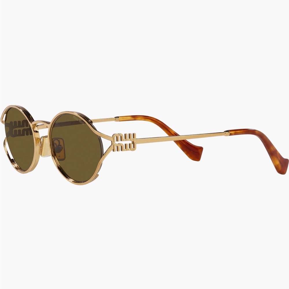 Miu Miu Gold and Brown Sunglasses with Tortoiseshell Detail